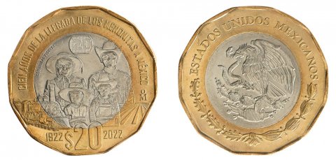 Mexico 20 Pesos Coin, 2022, KM